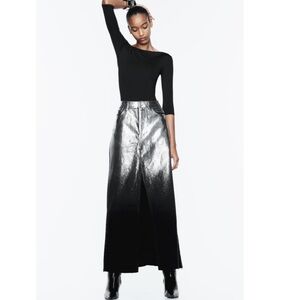 Zara Black and Silver Maxi Skirt